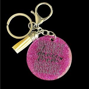 Pink Glitter Dance Mom Keychain. Handmade